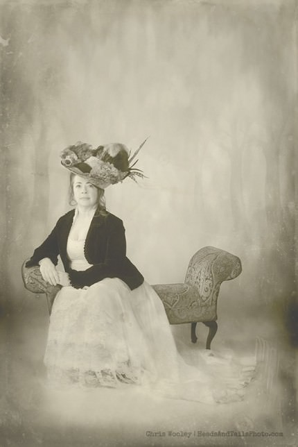 A photographic response to the classic "Gibson Girl" showing a full figured woman in a respectable way.